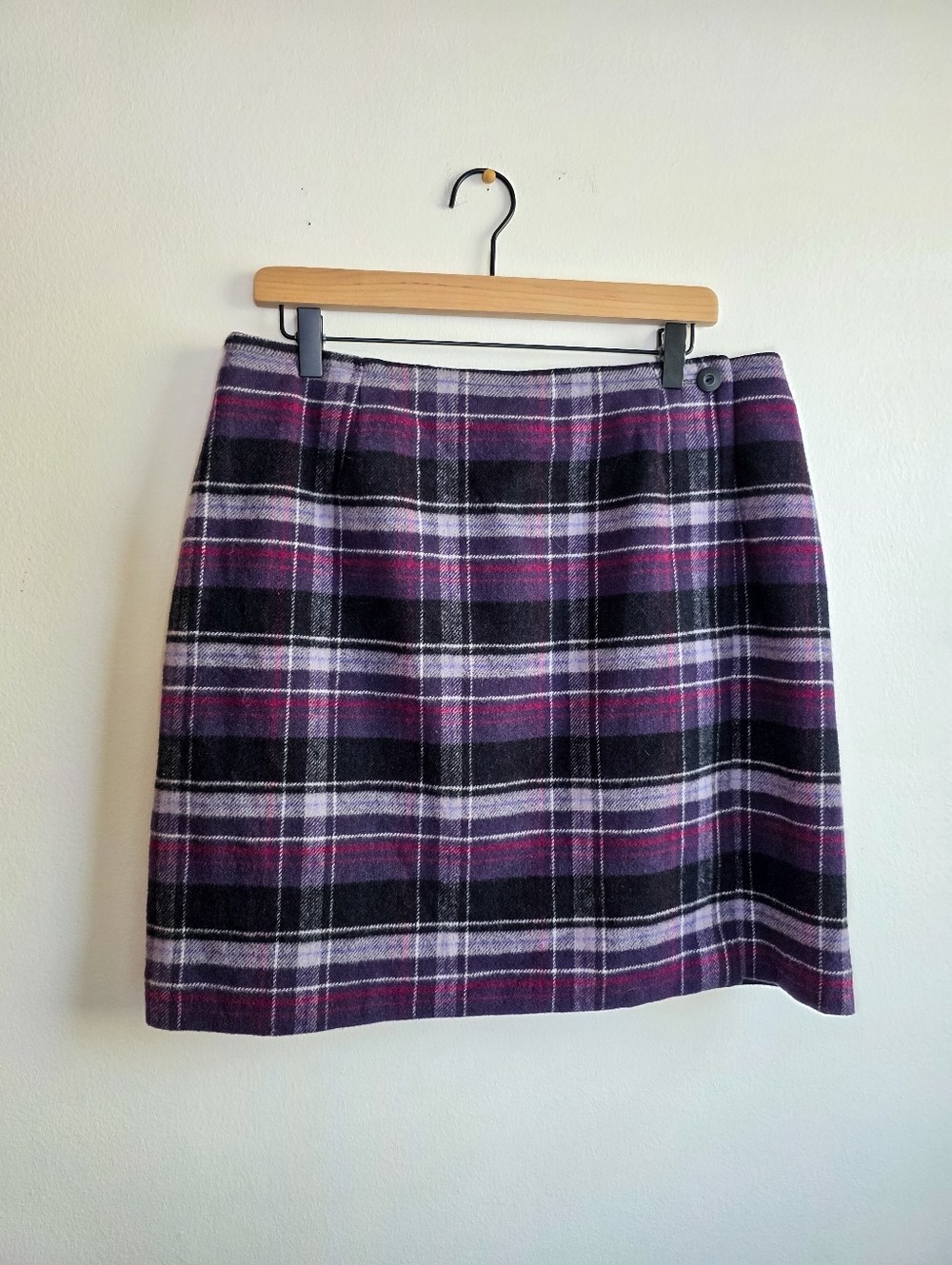 Vintage Y2K Style & Co. Plaid Wool Wrap Mini Skirt